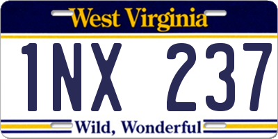 WV license plate 1NX237