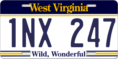WV license plate 1NX247