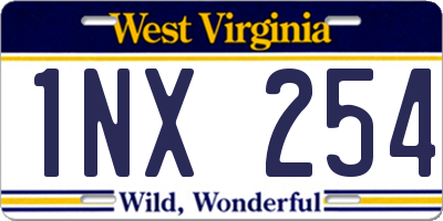 WV license plate 1NX254