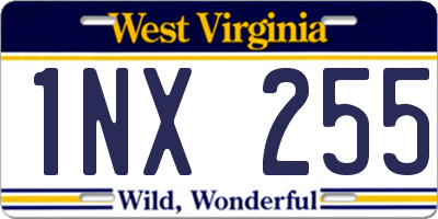 WV license plate 1NX255