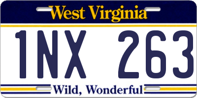 WV license plate 1NX263