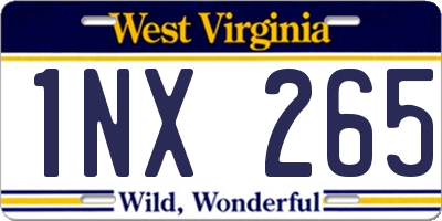 WV license plate 1NX265