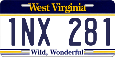 WV license plate 1NX281