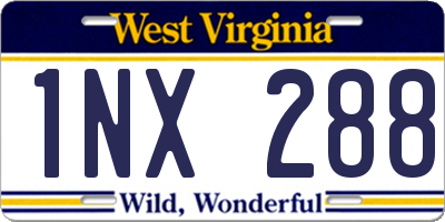 WV license plate 1NX288