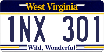 WV license plate 1NX301