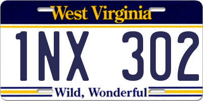 WV license plate 1NX302