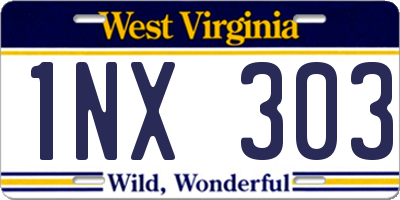 WV license plate 1NX303