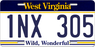 WV license plate 1NX305