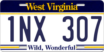 WV license plate 1NX307