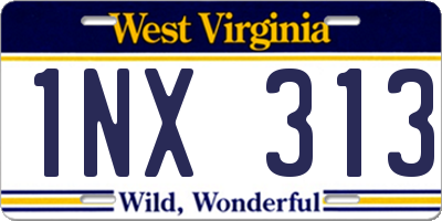 WV license plate 1NX313
