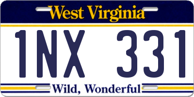 WV license plate 1NX331
