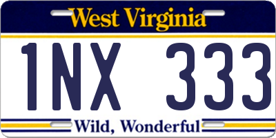 WV license plate 1NX333