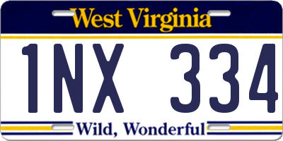 WV license plate 1NX334