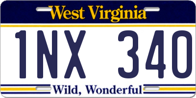 WV license plate 1NX340