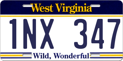 WV license plate 1NX347