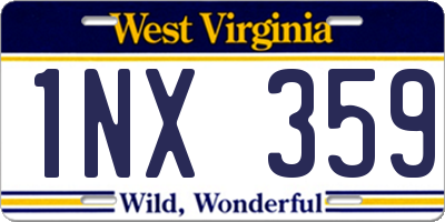 WV license plate 1NX359