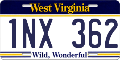 WV license plate 1NX362