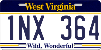 WV license plate 1NX364