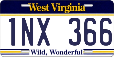 WV license plate 1NX366