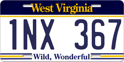 WV license plate 1NX367