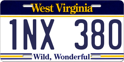WV license plate 1NX380