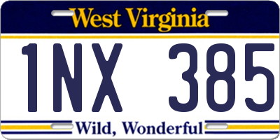 WV license plate 1NX385