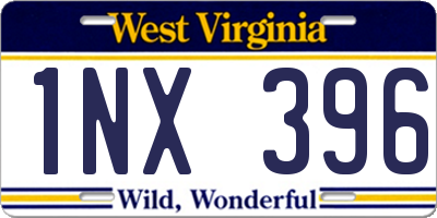 WV license plate 1NX396