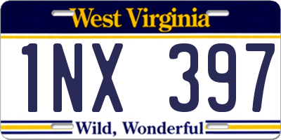 WV license plate 1NX397