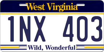 WV license plate 1NX403