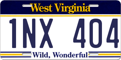 WV license plate 1NX404