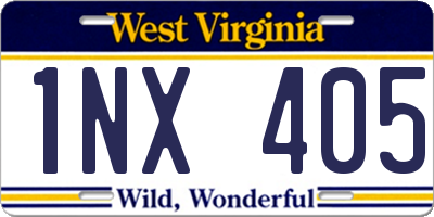 WV license plate 1NX405