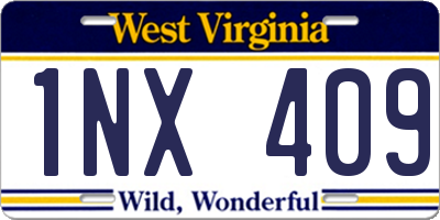 WV license plate 1NX409