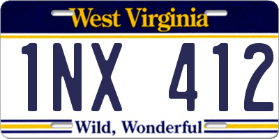 WV license plate 1NX412