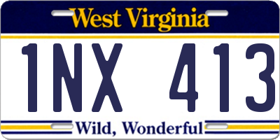 WV license plate 1NX413
