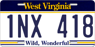 WV license plate 1NX418