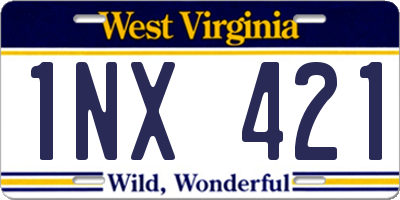 WV license plate 1NX421