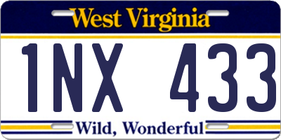 WV license plate 1NX433