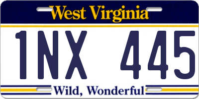 WV license plate 1NX445