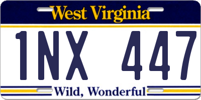 WV license plate 1NX447