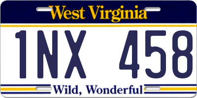 WV license plate 1NX458
