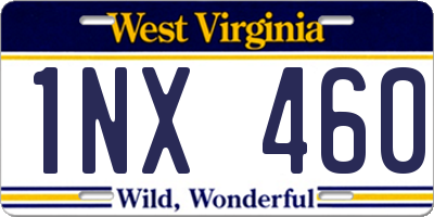 WV license plate 1NX460