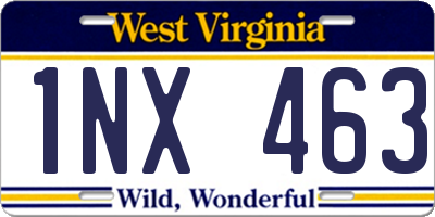WV license plate 1NX463