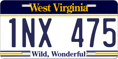 WV license plate 1NX475