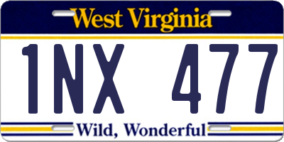 WV license plate 1NX477