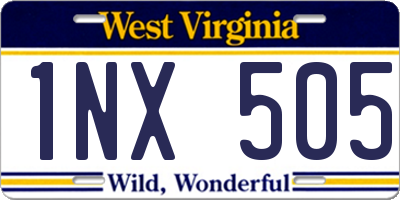 WV license plate 1NX505