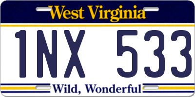 WV license plate 1NX533