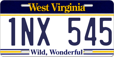 WV license plate 1NX545