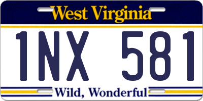 WV license plate 1NX581
