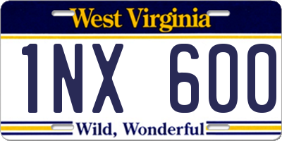 WV license plate 1NX600