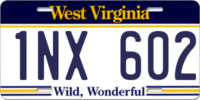 WV license plate 1NX602